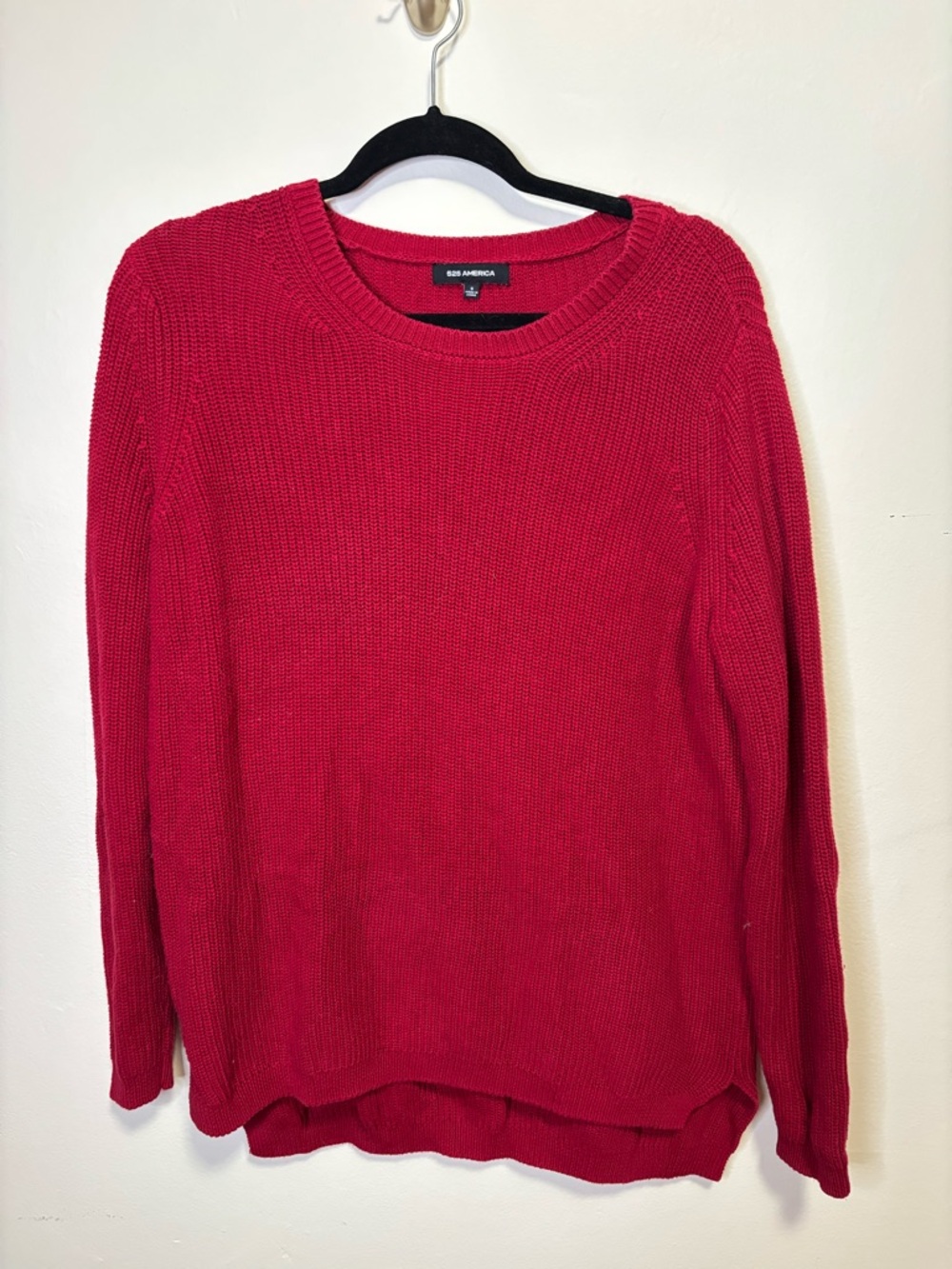 525 America Women’s Red Knit Crewneck Sweater Size Small